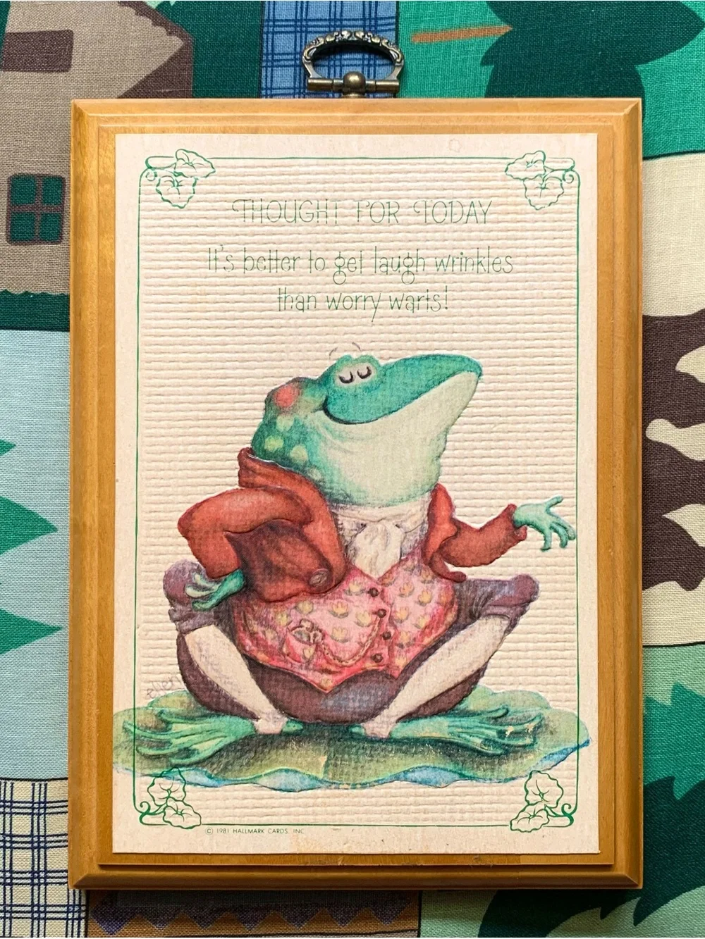 Vintage Hallmark 1981 “Thought for Today” Frog Wooden Wall Hanging